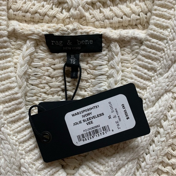 Rag & Bone Jolie Chunky Knit 100% Sweater Vest Ivory NWT Size XL - Picture 4 of 5